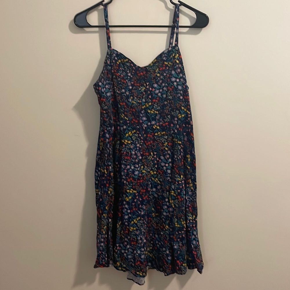 Old Navy cami sundress, blue ditsy floral, size large